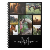 Monogram Foto Collage Schwarz-weiß Name Notebook Notizblock (Vorderseite)