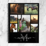 Monogram Foto Collage Schwarz-weiß Name Planer<br><div class="desc">Erstellen Sie Ihren eigenen Foto-Collage-Planer, indem Sie die Platzhalter-Images durch Ihr eigenes persönliches Bild ersetzen und Ihren Namen Monogramm zu den Kalligraphie-Skript-Vorlagen hinzufügen. Fügen Sie sieben Ihrer Lieblings-Fotos von Ihnen und Ihrem Haustier Pferd. Ein einzigartiges typografisches Thema, mit Monogramm an den Schulplaner mit einer persönlichen Touch von 7 Ihrer besten...</div>