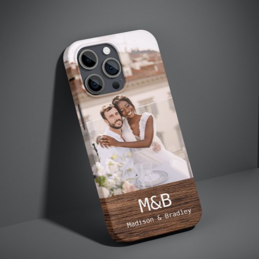 Monogram Foto Couple Wood Personalisiert Name Case-Mate iPhone Hülle