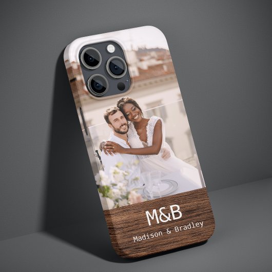Monogram Foto Couple Wood Personalisiert Name Case-Mate iPhone Hülle