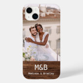 Monogram Foto Couple Wood Personalisiert Name Case-Mate iPhone Hülle (Rückseite)