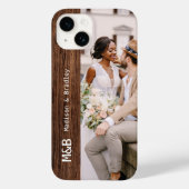Monogram Foto Couple Wood Personalisiert Name Case-Mate iPhone Hülle (Rückseite)