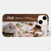 Monogram Foto Couple Wood Personalisiert Name Case-Mate iPhone Hülle (Rückseite (Horizontal))