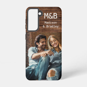 Monogram Foto Couple Wood Personalisiert Name Samsung Galaxy Hülle