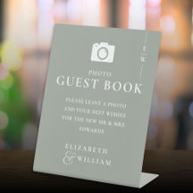 Monogram Foto Guest Book Sage Green Wedding