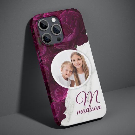 Monogram Foto Moderner Blumenmarmor-Individuelle N Case-Mate iPhone Hülle