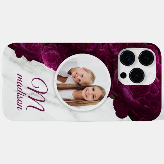 Monogram Foto Moderner Blumenmarmor-Individuelle N Case-Mate iPhone Hülle (Rückseite (Horizontal))