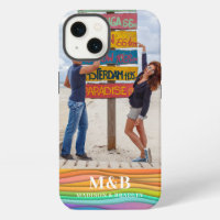 Monogram Foto Name Colorful Wave Trendy Modern