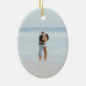 Monogram Foto Nautic First Christmas Verlobt Keramik Ornament (Hinten)