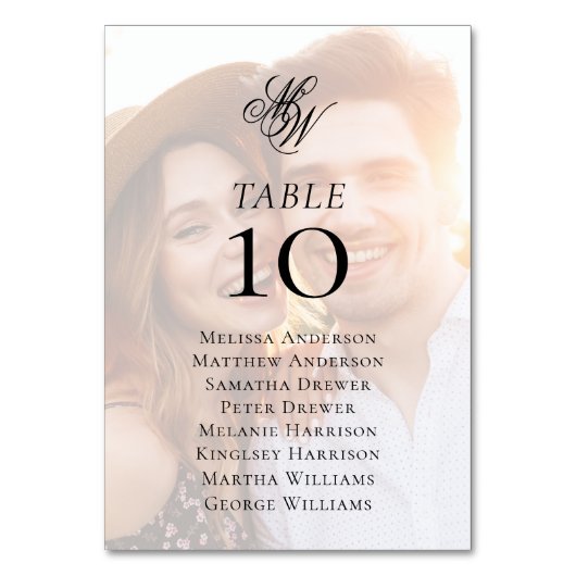 Monogram-Foto-Overlay-Hochzeitsplatz Tischnummer (Rückseite)