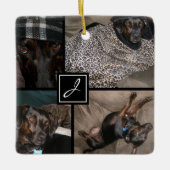Monogram Foto Pet Black Keramikornament (Vorderseite)