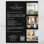 Monogram Foto QR Black Beruflich Business Flyer (Vorne)