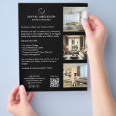 Monogram Foto QR Black Beruflich Business Flyer (Hand)