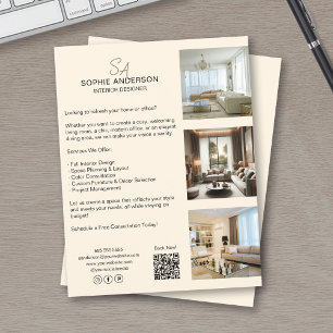 Monogram Foto QR Creme Professional Business Flyer