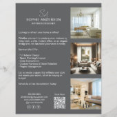 Monogram Foto QR Grau Beruflich Business Flyer (Vorne)