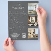 Monogram Foto QR Grau Beruflich Business Flyer (Hand)