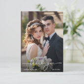 Monogram Foto Script Hochzeit Dankeskarte (Stehend Vorderseite)