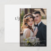 Monogram Foto Script Hochzeit Dankeskarte (Vorne/Hinten)