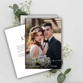 Monogram Foto Script Hochzeit Dankeskarte