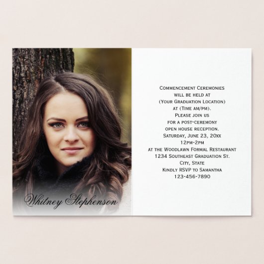 Monogram-Foto-Uni-Abschluss Folienkarte (Innenseite)