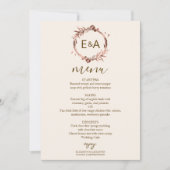 Monogram Foto Wedding Menu Card Einladung (Vorderseite)