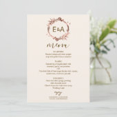 Monogram Foto Wedding Menu Card Einladung (Stehend Vorderseite)