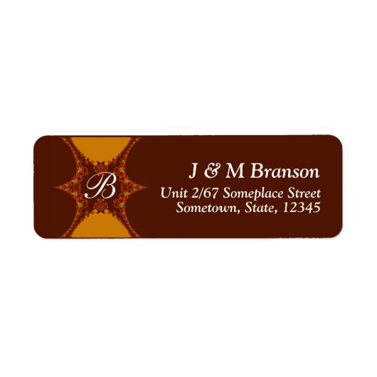 Monogram Fraktal Art Lace Address Label (Vorne)