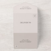 Monogram, französisches Wappen QR Chic Wedding All In One Einladung (Außenbereich)