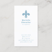 Monogram French Blue Lilie Muster Minimal Visitenkarte (Rückseite)