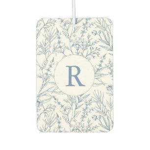 Monogram French Toile Blue Floral Air Freshener Autolufterfrischer
