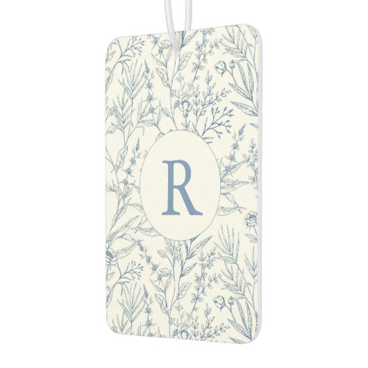 Monogram French Toile Blue Floral Air Freshener Autolufterfrischer (Links)