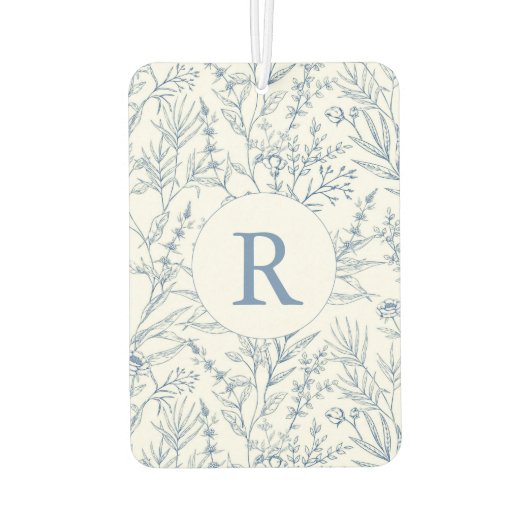 Monogram French Toile Blue Floral Air Freshener Autolufterfrischer (Rückseite)