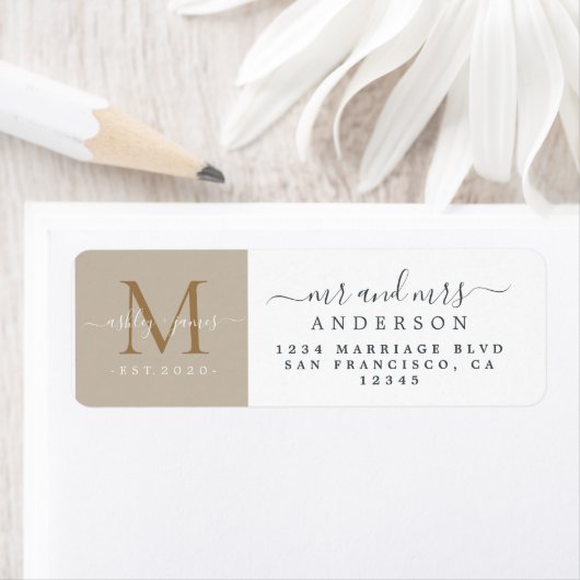 Monogram, frisch verheiratet, Mr. Return Address L (Insitu)
