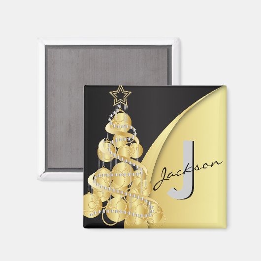 Monogram Frohe Weihnachten Magnet (Vorderseite/Rückseite)