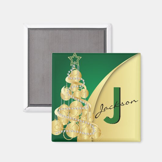 Monogram Frohe Weihnachten Magnet (Vorderseite/Rückseite)