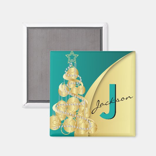 Monogram Frohe Weihnachten Magnet (Vorderseite/Rückseite)