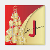 Monogram Frohe Weihnachten Magnet (Vorne)