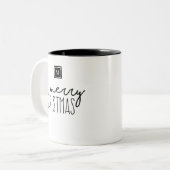 Monogram Frohe Weihnachten Modern Zweifarbige Tasse (Vorderseite Links)