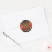 Monogram Frohe Weihnachten Runder Aufkleber (Umschlag)
