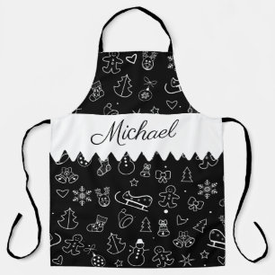 Monogram Frohe Weihnachten und glückliches Neues Schürze