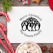 Monogram Frohe Weihnachts-Penguin-Familie Gummistempel