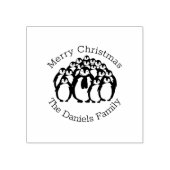 Monogram Frohe Weihnachts-Penguin-Familie Gummistempel (Prägung)