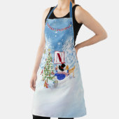 Monogram Frohe Weihnachtsschneemann Kardinal Hirsc Schürze (InSitu)