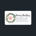 Monogram Frory Christmas Greenerity Wreath Holiday Adressaufkleber<br><div class="desc">Dieses schlicht elegante "fröhliche Weihnachten"-Adressetikett zeichnet sich durch einen weißen Hintergrund mit einem Monogramm in Rot und einem grünen Kranz in Aquarell aus. Personalisieren Sie es für Ihre Bedürfnisse. In meinem Geschäft finden Sie passende Produkte.</div>