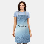 Monogram Frozen Ice Blue Dripping Glitzer Metallic Schürze (Getragen)