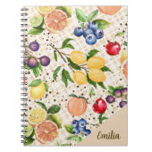 Monogram fruit pattern Pretty Brown Orange  Notizblock (Vorderseite)