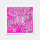 Monogram Fuchsia Pink Cocktail Papier Napkins Serviette (Vorderseite)