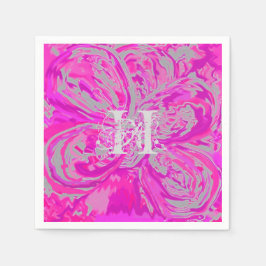 Monogram Fuchsia Pink Cocktail Papier Napkins Serviette