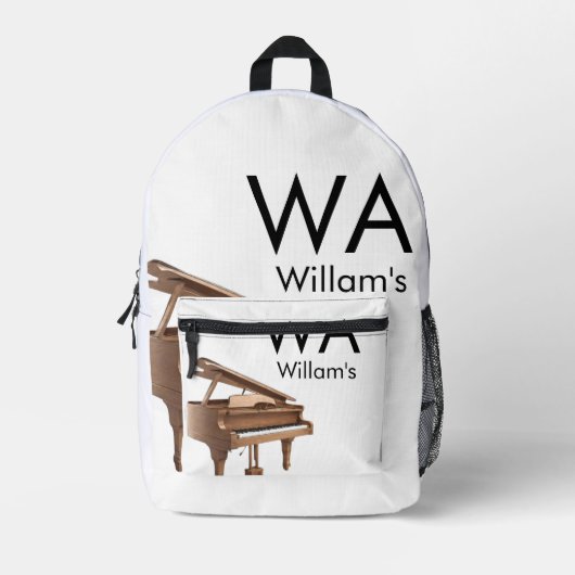Monogram fügt Anfangsbuchstabenname Text Piano Mus Bedruckter Rucksack (Vorderseite)