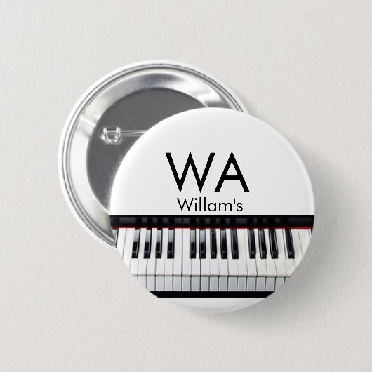 Monogram fügt Anfangsbuchstabenname Text Piano Mus Button (Vorne & Hinten)